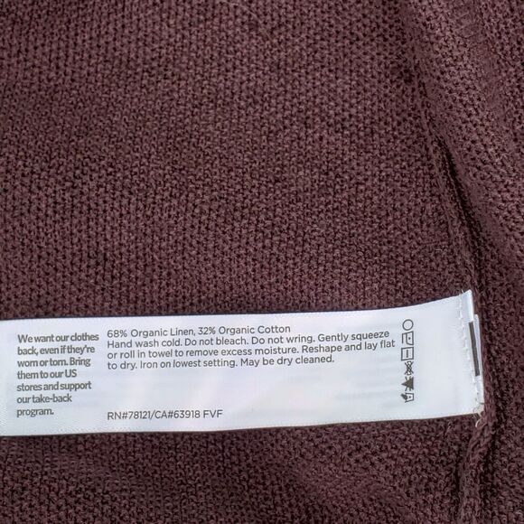 Eileen Fisher Plum Organic Linen Cotton Cardigan Easy Fit Thigh Length XL READ - Picture 9 of 10